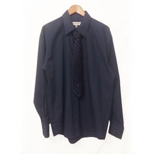YVES Saint Laurent Navy Blue Dress Shirt W/ Maroon